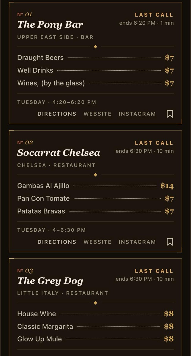 The same list in the dark theme.